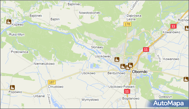 mapa Uścikówiec, Uścikówiec na mapie Targeo