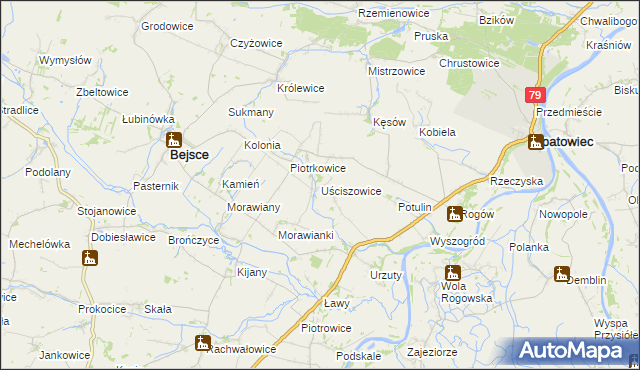 mapa Uściszowice, Uściszowice na mapie Targeo