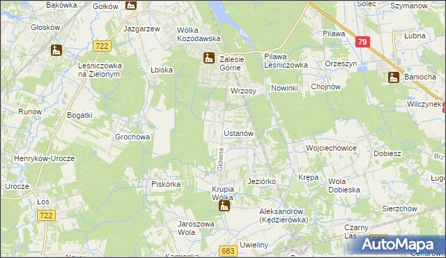 mapa Ustanów, Ustanów na mapie Targeo