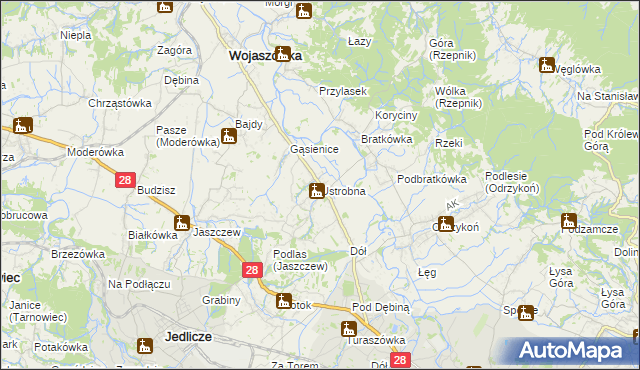 mapa Ustrobna, Ustrobna na mapie Targeo