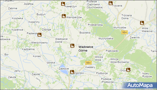 mapa Wadowice Górne, Wadowice Górne na mapie Targeo