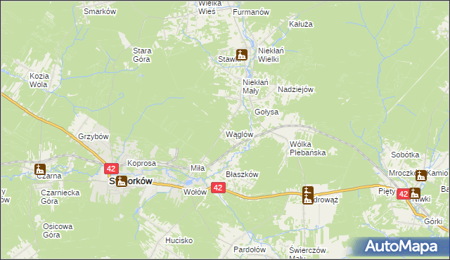 mapa Wąglów, Wąglów na mapie Targeo