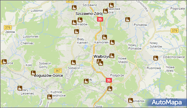 mapa Wałbrzycha, Wałbrzych na mapie Targeo