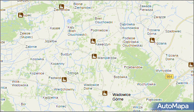 mapa Wampierzów, Wampierzów na mapie Targeo