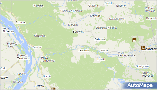 mapa Wanaty gmina Łaskarzew, Wanaty gmina Łaskarzew na mapie Targeo