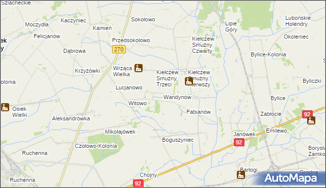 mapa Wandynów gmina Koło, Wandynów gmina Koło na mapie Targeo