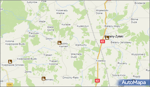 mapa Wańtuchy, Wańtuchy na mapie Targeo