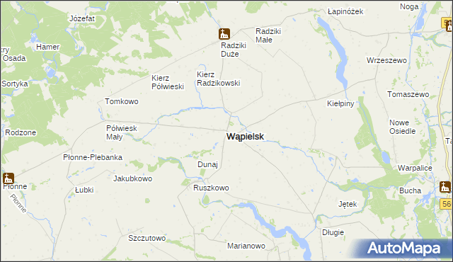 mapa Wąpielsk, Wąpielsk na mapie Targeo