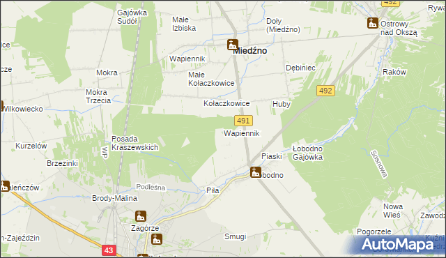 mapa Wapiennik gmina Kłobuck, Wapiennik gmina Kłobuck na mapie Targeo