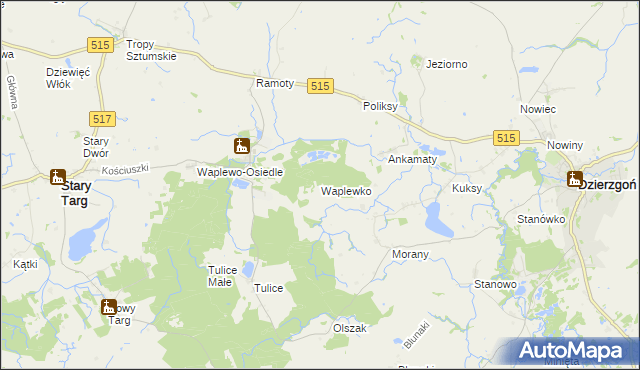 mapa Waplewko, Waplewko na mapie Targeo