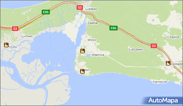 mapa Wapnica gmina Międzyzdroje, Wapnica gmina Międzyzdroje na mapie Targeo