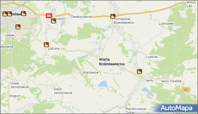 mapa Warta Bolesławiecka, Warta Bolesławiecka na mapie Targeo