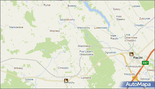 mapa Wasilówka gmina Raczki, Wasilówka gmina Raczki na mapie Targeo