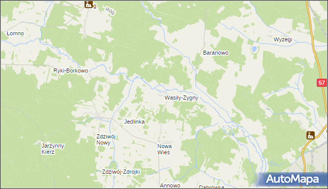 mapa Wasiły-Zygny, Wasiły-Zygny na mapie Targeo