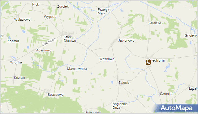 mapa Wawrowo, Wawrowo na mapie Targeo