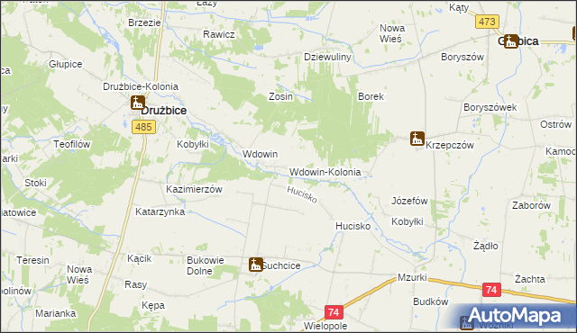 mapa Wdowin-Kolonia, Wdowin-Kolonia na mapie Targeo