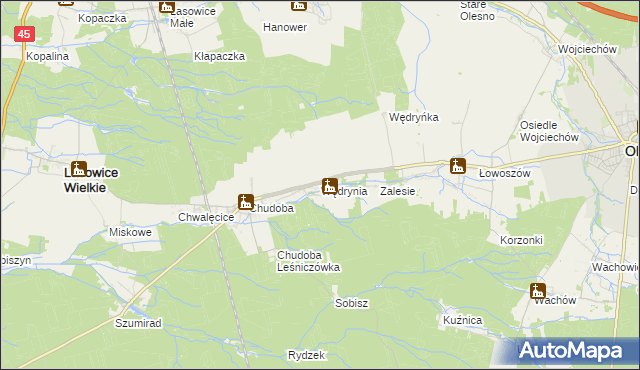 mapa Wędrynia, Wędrynia na mapie Targeo