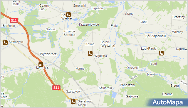 mapa Wędzina, Wędzina na mapie Targeo