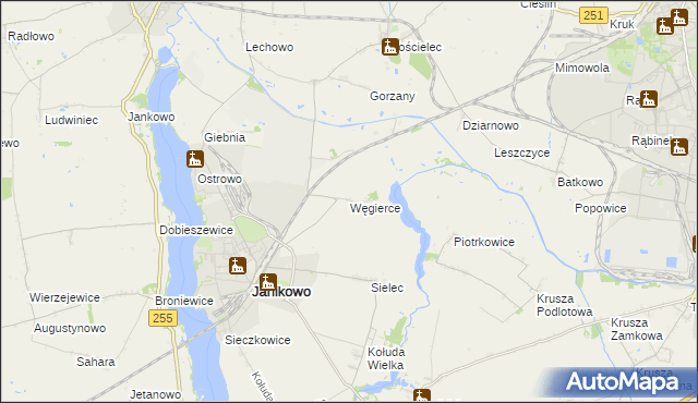 mapa Węgierce gmina Pakość, Węgierce gmina Pakość na mapie Targeo