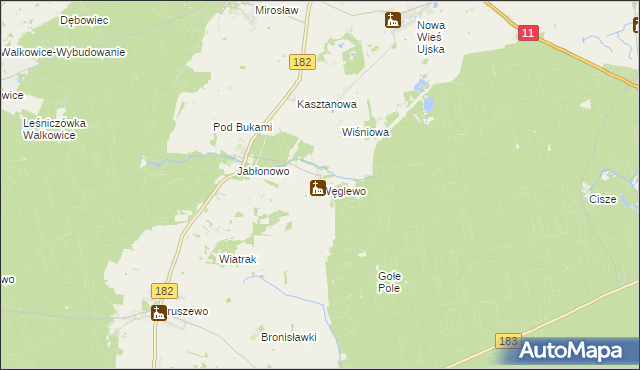 mapa Węglewo gmina Ujście, Węglewo gmina Ujście na mapie Targeo