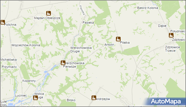 mapa Węgliska gmina Modliborzyce, Węgliska gmina Modliborzyce na mapie Targeo