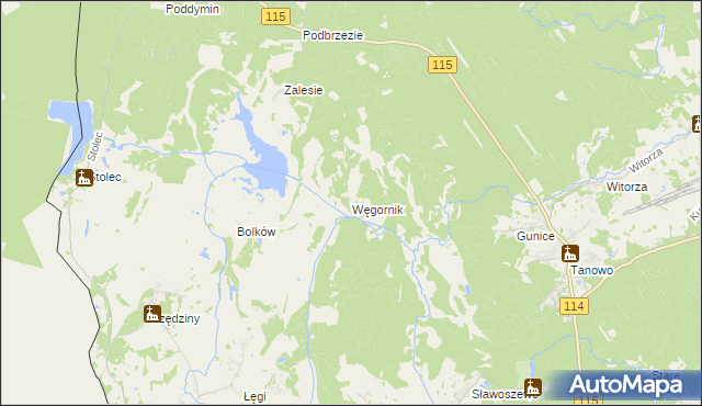 mapa Węgornik, Węgornik na mapie Targeo