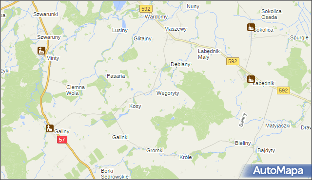 mapa Węgoryty, Węgoryty na mapie Targeo