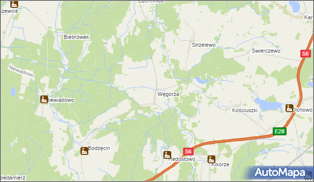 mapa Węgorza, Węgorza na mapie Targeo