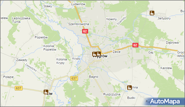 mapa Węgrów, Węgrów na mapie Targeo