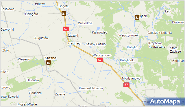 mapa Węgrzynowo gmina Płoniawy-Bramura, Węgrzynowo gmina Płoniawy-Bramura na mapie Targeo