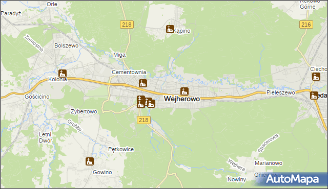mapa Wejherowo, Wejherowo na mapie Targeo
