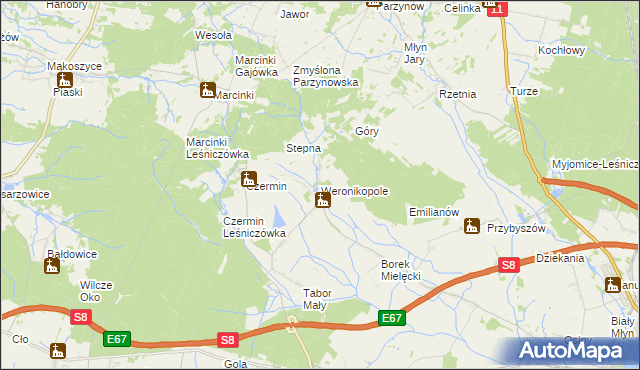 mapa Weronikopole, Weronikopole na mapie Targeo