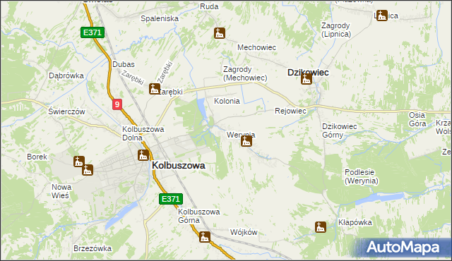 mapa Werynia, Werynia na mapie Targeo