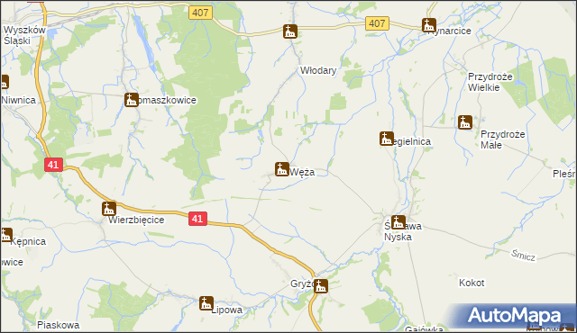 mapa Węża, Węża na mapie Targeo