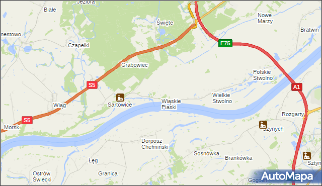 mapa Wiąskie Piaski, Wiąskie Piaski na mapie Targeo