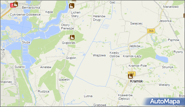 mapa Wiązowa gmina Kramsk, Wiązowa gmina Kramsk na mapie Targeo