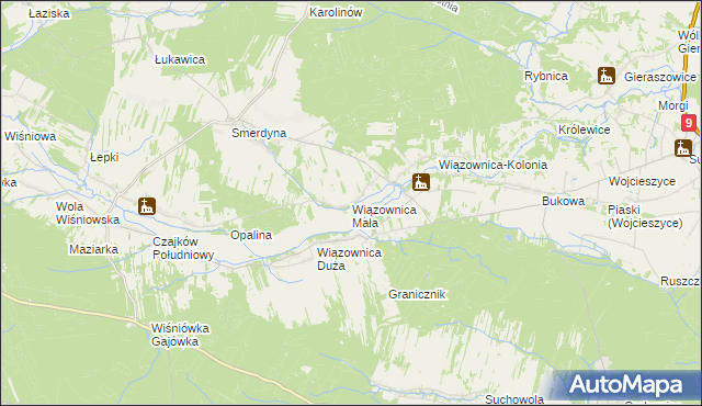 mapa Wiązownica Mała, Wiązownica Mała na mapie Targeo