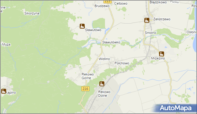 mapa Widlino gmina Puck, Widlino gmina Puck na mapie Targeo