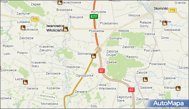 mapa Widoma gmina Iwanowice, Widoma gmina Iwanowice na mapie Targeo