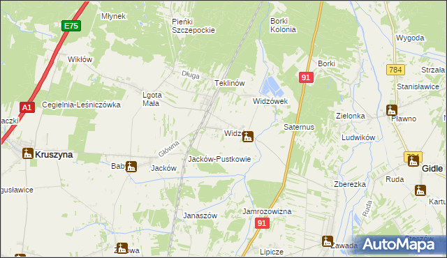 mapa Widzów, Widzów na mapie Targeo