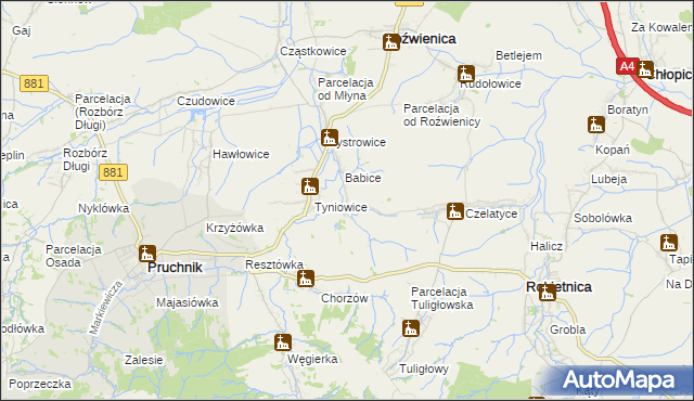 mapa Więckowice gmina Roźwienica, Więckowice gmina Roźwienica na mapie Targeo