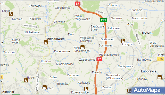 mapa Więcławice Stare, Więcławice Stare na mapie Targeo