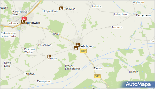 mapa Wielichowo powiat grodziski, Wielichowo powiat grodziski na mapie Targeo