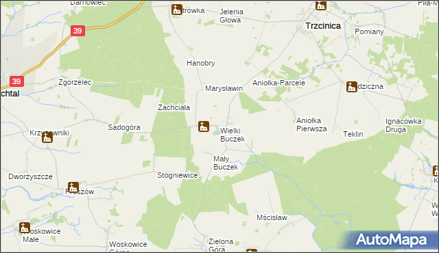 mapa Wielki Buczek gmina Rychtal, Wielki Buczek gmina Rychtal na mapie Targeo