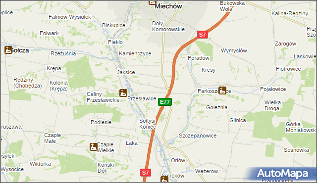 mapa Wielki Dół gmina Miechów, Wielki Dół gmina Miechów na mapie Targeo