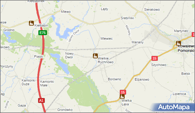 mapa Wielkie Rychnowo, Wielkie Rychnowo na mapie Targeo