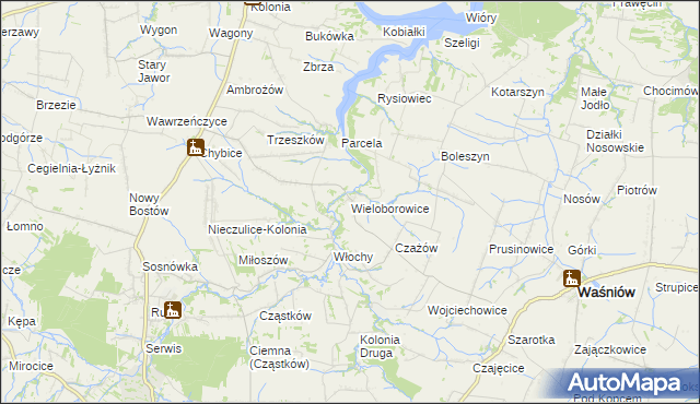 mapa Wieloborowice, Wieloborowice na mapie Targeo