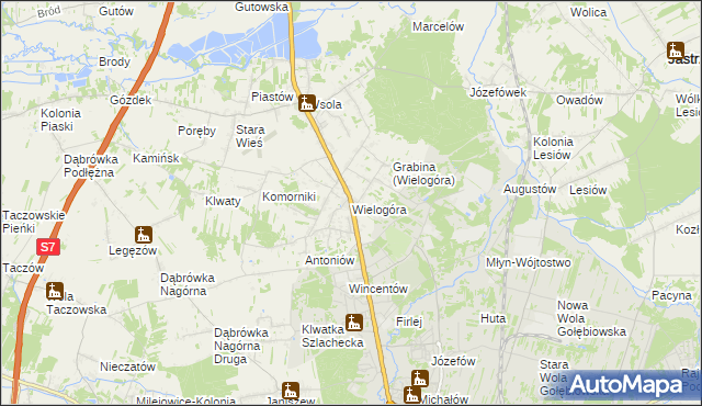 mapa Wielogóra gmina Jedlińsk, Wielogóra gmina Jedlińsk na mapie Targeo