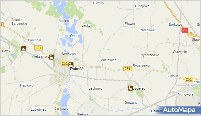 mapa Wielowieś gmina Pakość, Wielowieś gmina Pakość na mapie Targeo