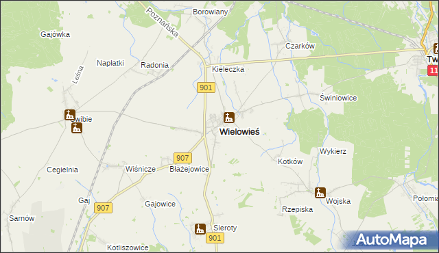 mapa Wielowieś powiat gliwicki, Wielowieś powiat gliwicki na mapie Targeo